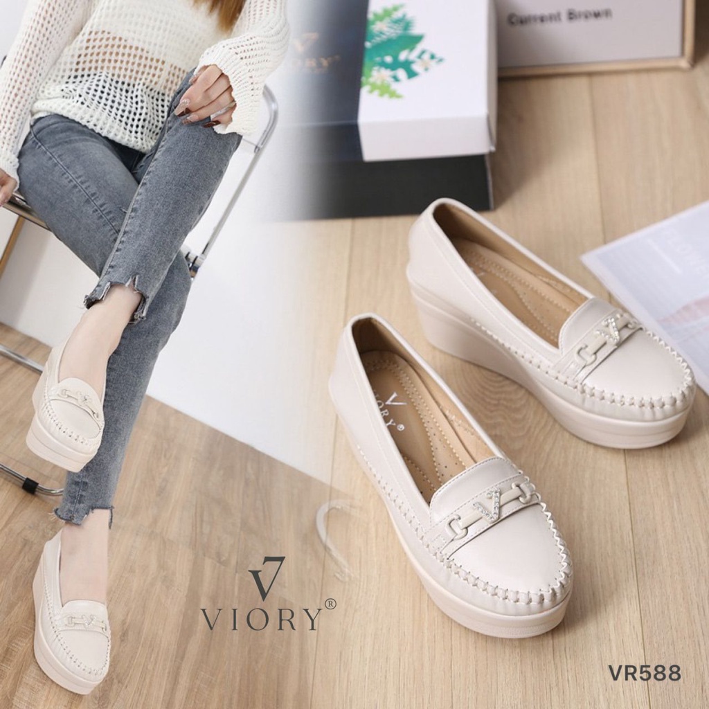 VIORY Sepatu High Wedges Loafers Shoes #VR588 ORIGINAL