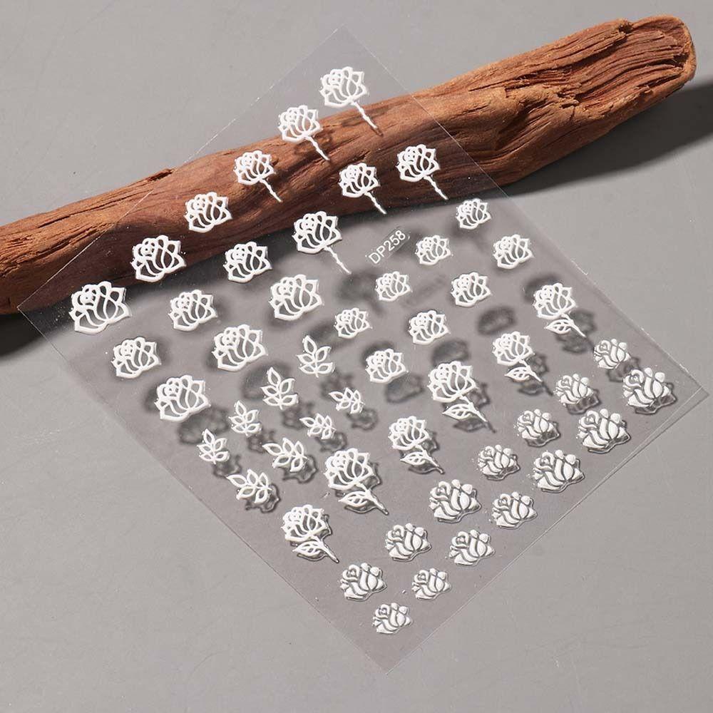 Mxbeauty Bunga Stiker Kuku Wanita Fashion Bintang Manikur Aksesoris Relief Nail Art Dekorasi