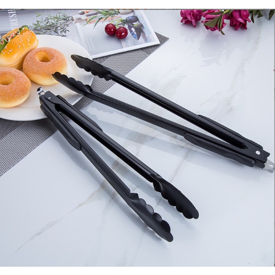 Capitan Makanan EXTRA KUAT Jepitan Kue Gorengan Stainless Steel Hitam