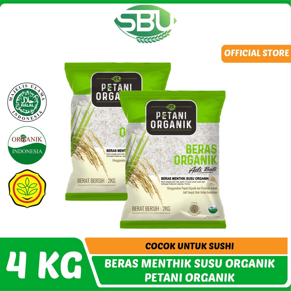 

Petani Organic Rice Beras Organik Beras Menthik Susu (Menthik Susu Rice) paket 2 x 2kg