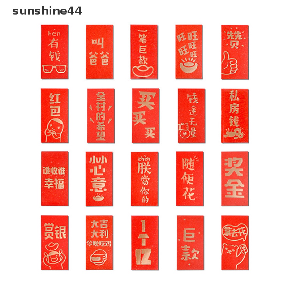 Sunshine 10Pcs Mainan Stiker Amplop Merah Skala 1: 12 Untuk Dekorasi Rumah Boneka