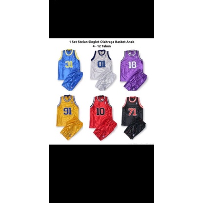 1 set pakayan olahraga anak/setelan  singlet olahraga basket anak