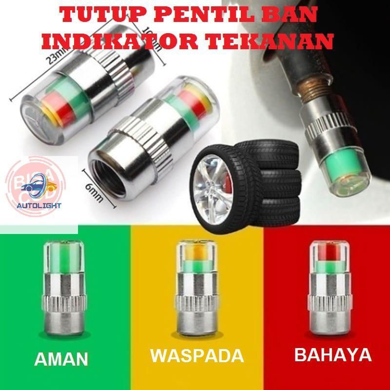 Tutup Pentil Ban Mobil Sepada Motor Indikator Tekanan Angin Aler Valve Cap Universal