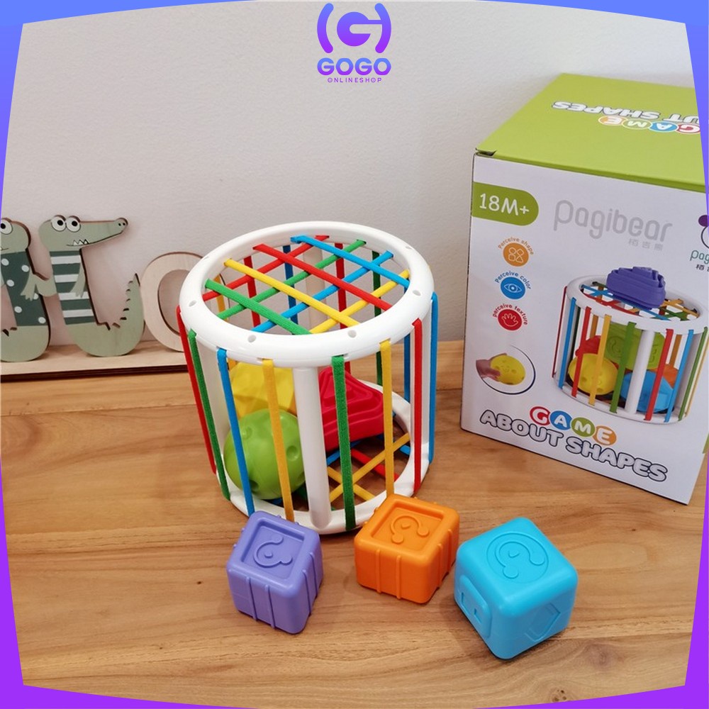 GOGO-M196 Mainan Rainbow Puzzle Kerincingan Bayi Sorting Puzzle Mainan Edukasi Anak Montessori Toys