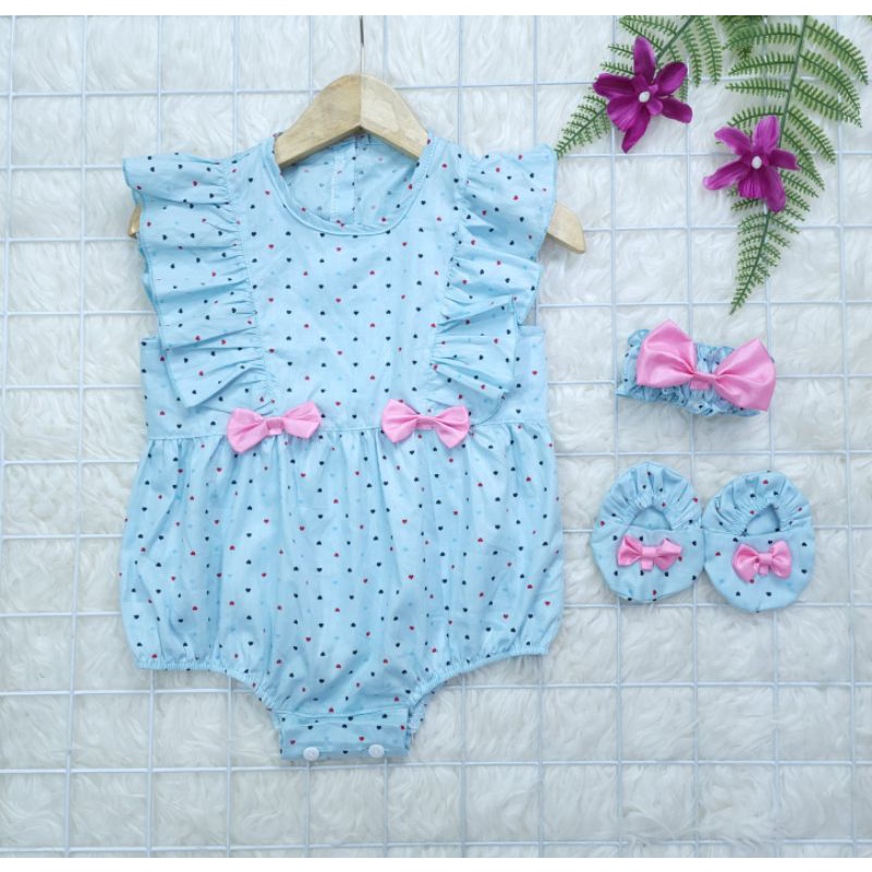 Baju bayi perempuan Jumper bandana + separu