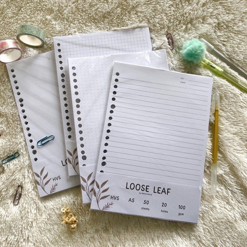 

Loose Leaf | Kertas Binder HVS A5 [100gsm & 80gsm] by Bibliocraft - 20 Lubang/ 20 Holes