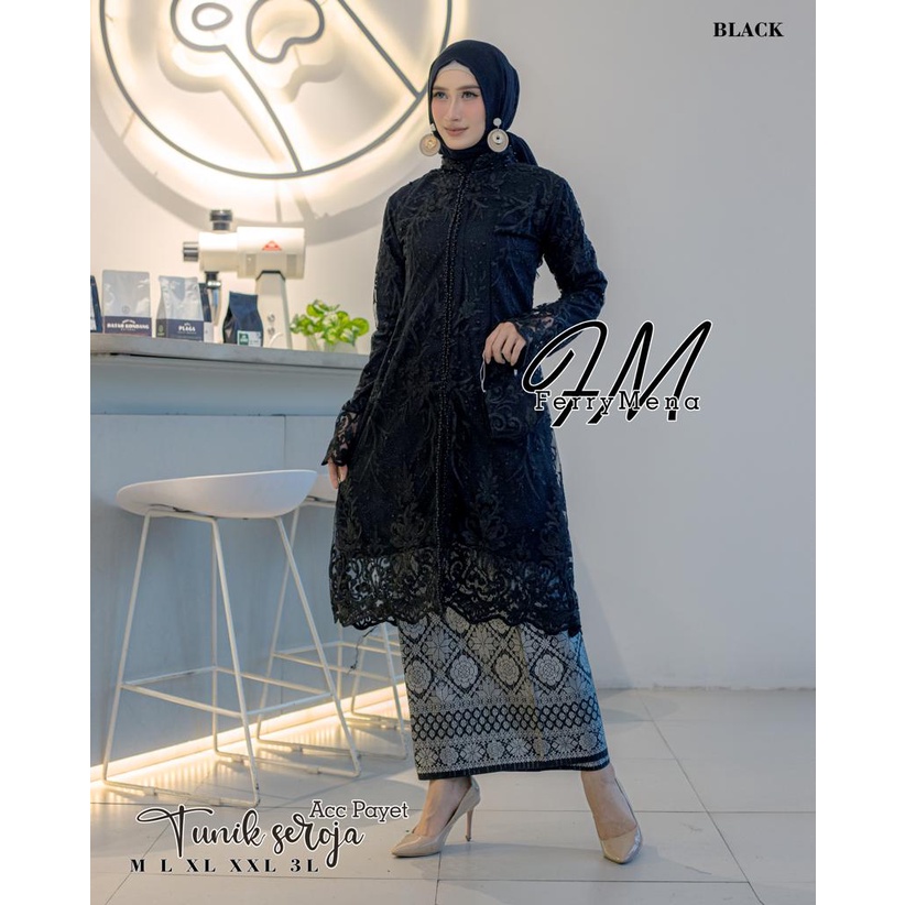 Kebay tunik payet busui friendly | Kebaya modern | Kebaya brukat tulle mutiara | Baju outfit pesta kekinian lamaran wisuda Size M L XL XXL;