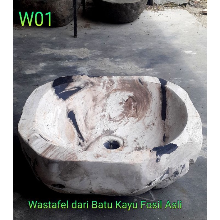 Wastafel batu kayu fosil petrified wood