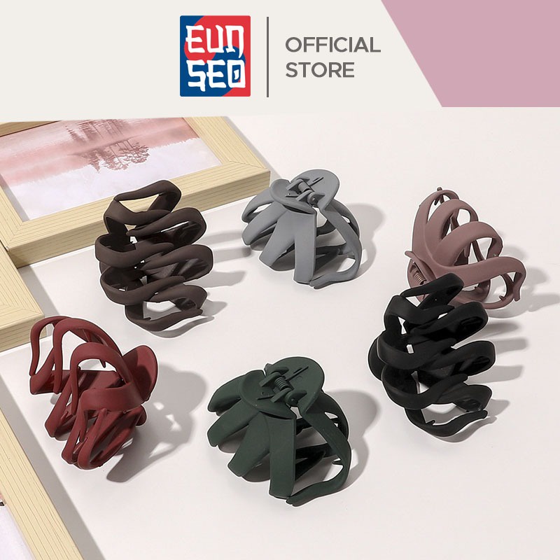 EUNSEO Jepit Rambut Matte Cakar 4 Jepit 5cm Doff Ponytail Hair Claw Clips Premium