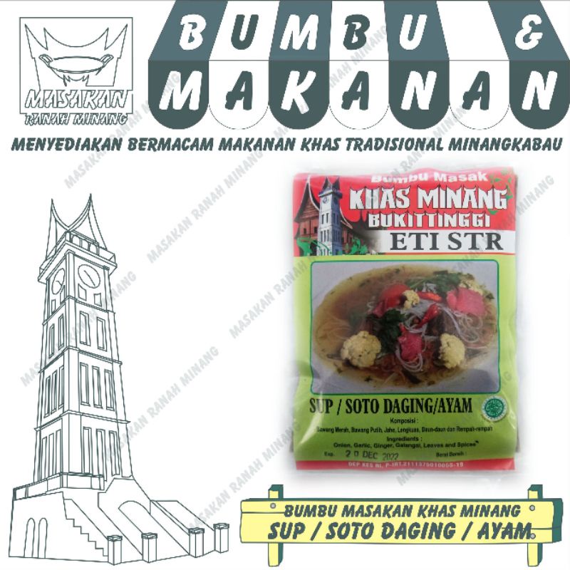 

bumbu masakan Minang Eti STR bumbu sup soto khas rumah makan Padang Bukittinggi Sumatra barat