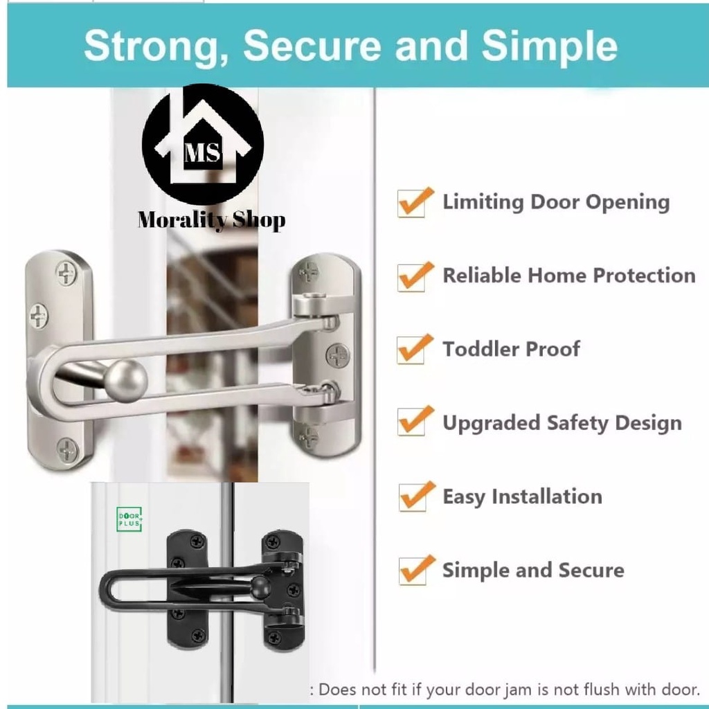 Kunci Pintu Gesper Bold Stainless 45 Kunci Tambahan Pengaman Pintu Ruangan Door Guard Door Lock Buckle Room Safety Stainless