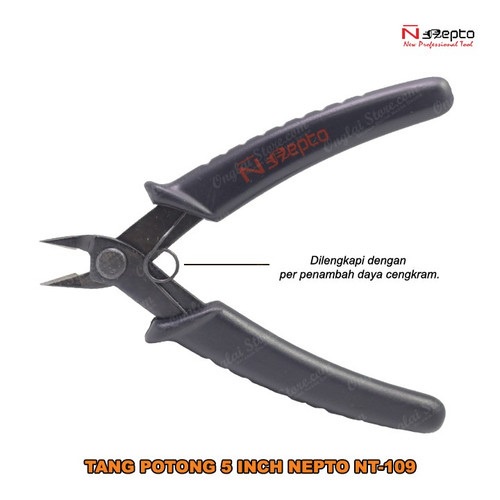 New Tang Potong Kabel Nepto NT-109 NON PACKING - Gagang Karet Semi Keras Hitam NT109 (1007786)