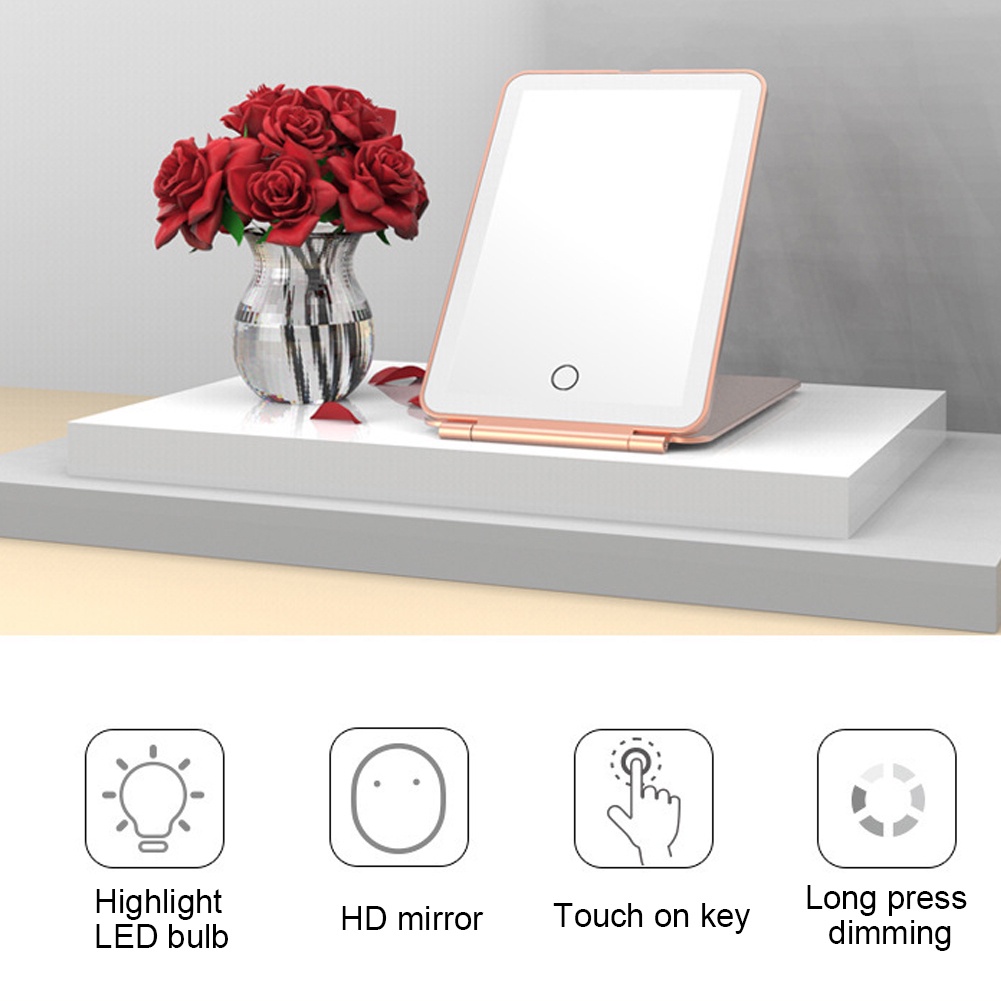 DADAWARD Mirror Touch Screen Led/ Cermin Lampu LED Rechargeable Tombol Touch Screen / Cermin Makeup LED / Kaca Cermin Lampu Charge / Mirror LED Charge USB