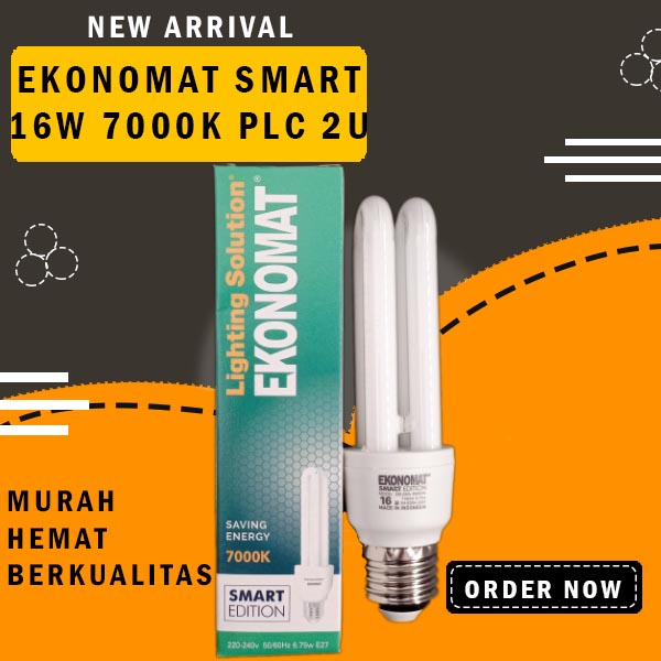 LAMPU EKONOMAT SMART EDITION PLC 2U MODEL 16 7000K PUTIH 16W E27 MURAH