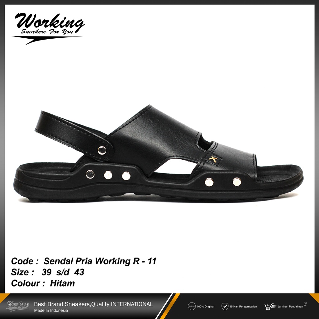 Sandal Kulit Pria Original Working R-11 Terbaru Nyaman Dipakai