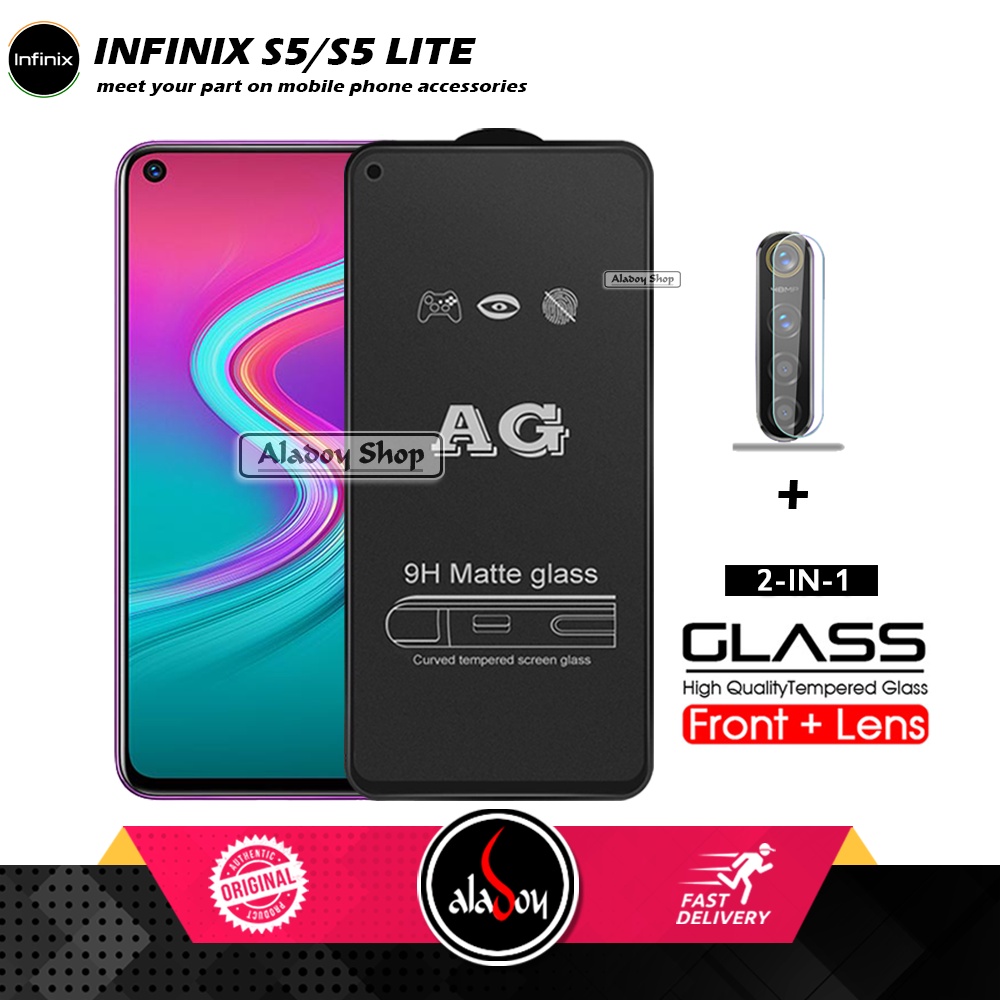 Infinix S5/S5 Lite PAKET 2IN1 Tempered Glass Matte Anti Glare Full Layar dan Tempered Glass Kamera