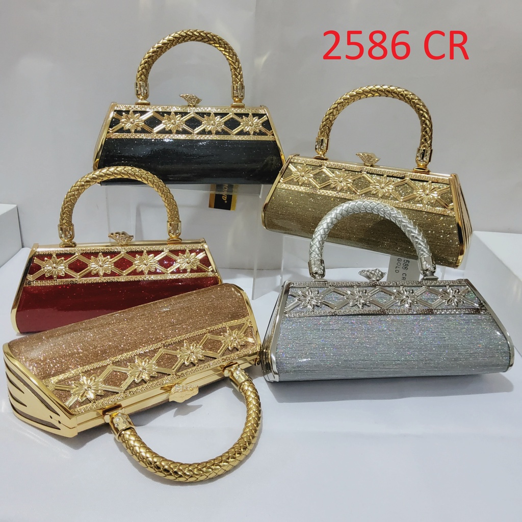 Tas Pesta Farnell Import Diamond Party Clutch 2586 Mewah Elegan