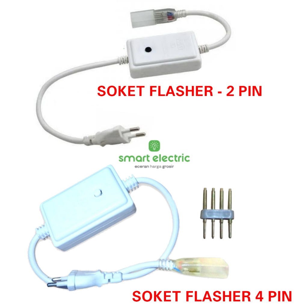 Soket Flasher Lampu LED Strip 2 & 4 Pin 8 Mode Cahaya Adaptor LED Selang