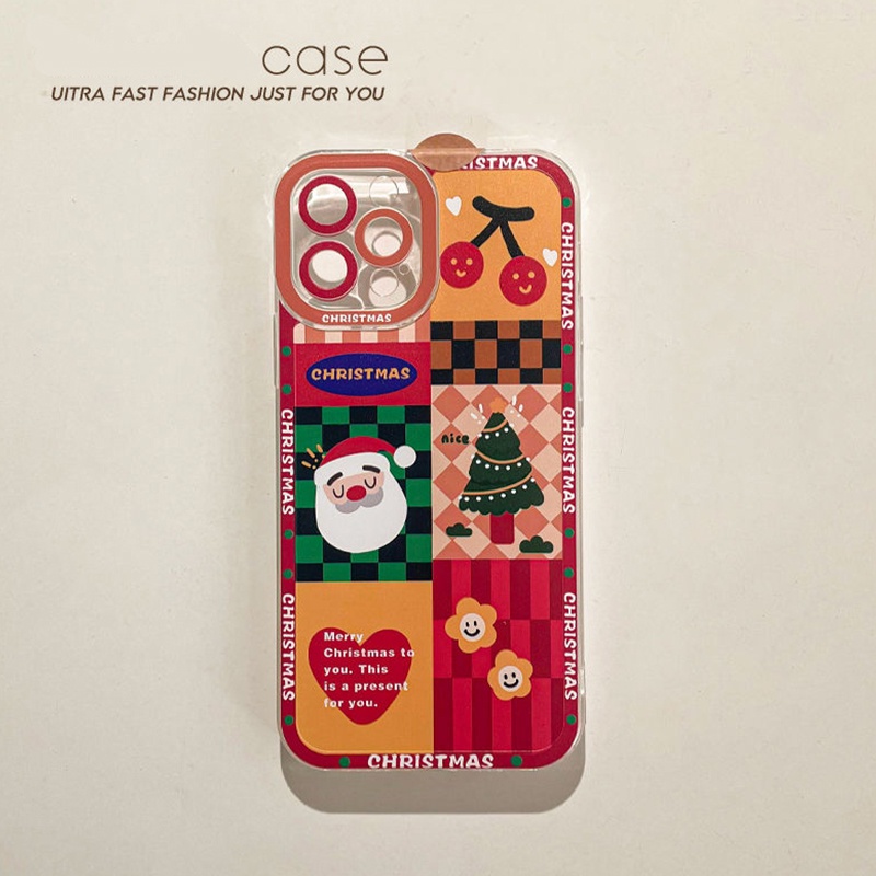 Soft Case Silikon TPU Transparan Shockproof Motif Natal Untuk IPhone 14 13 12 11 Pro XS MAX X XR 6S 7 8 Plus Mini