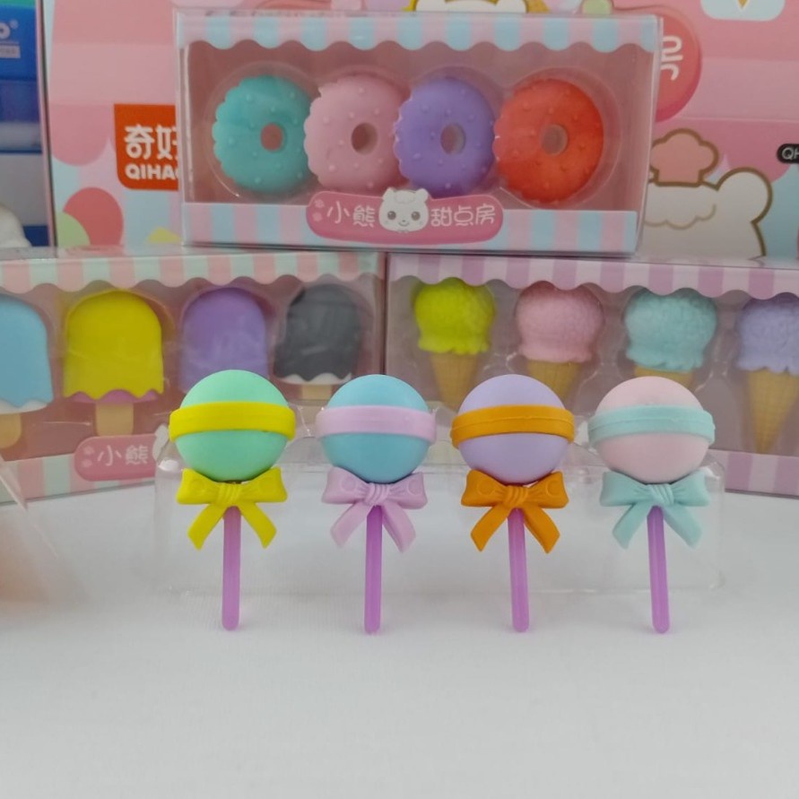 

PENGHAPUS DESSERT 1 BOX ISI 4 PCS MODEL CANTIK TERMURAH STIP HAPUSAN ESKRIM IMUT