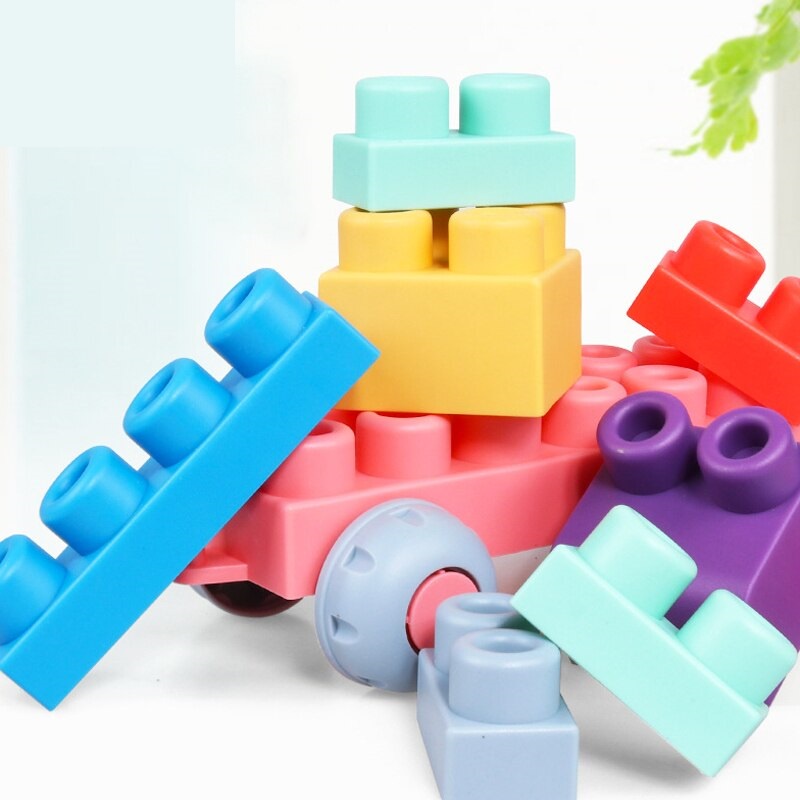 Soft Rubber Building Block Mainan Karet Mainan Balok Susun Puzzle Block Mainan Montessori Anak