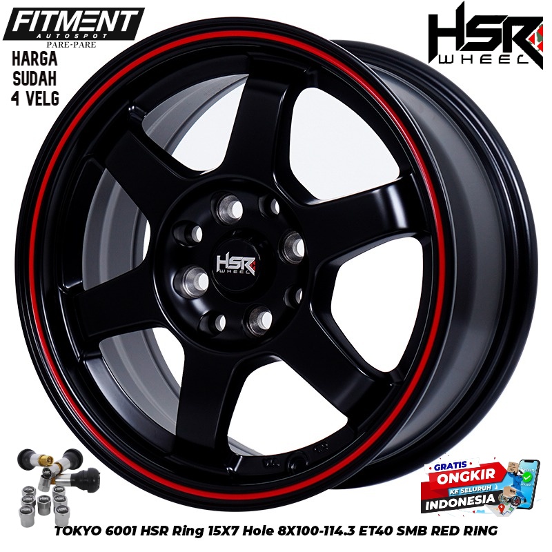 JUAL BAN MOBIL , Classy, Sigra, Sirion, YRV TYPE TOKYO 6001 HSR R15X7 H8X100-114,3 ET40 SMB/RR