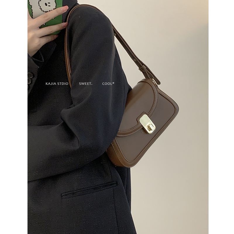 Suhao niche tekstur tas ketiak wanita 2022 baru trendi fashion retro tas pelana all-match in one-shoulder messenger bag