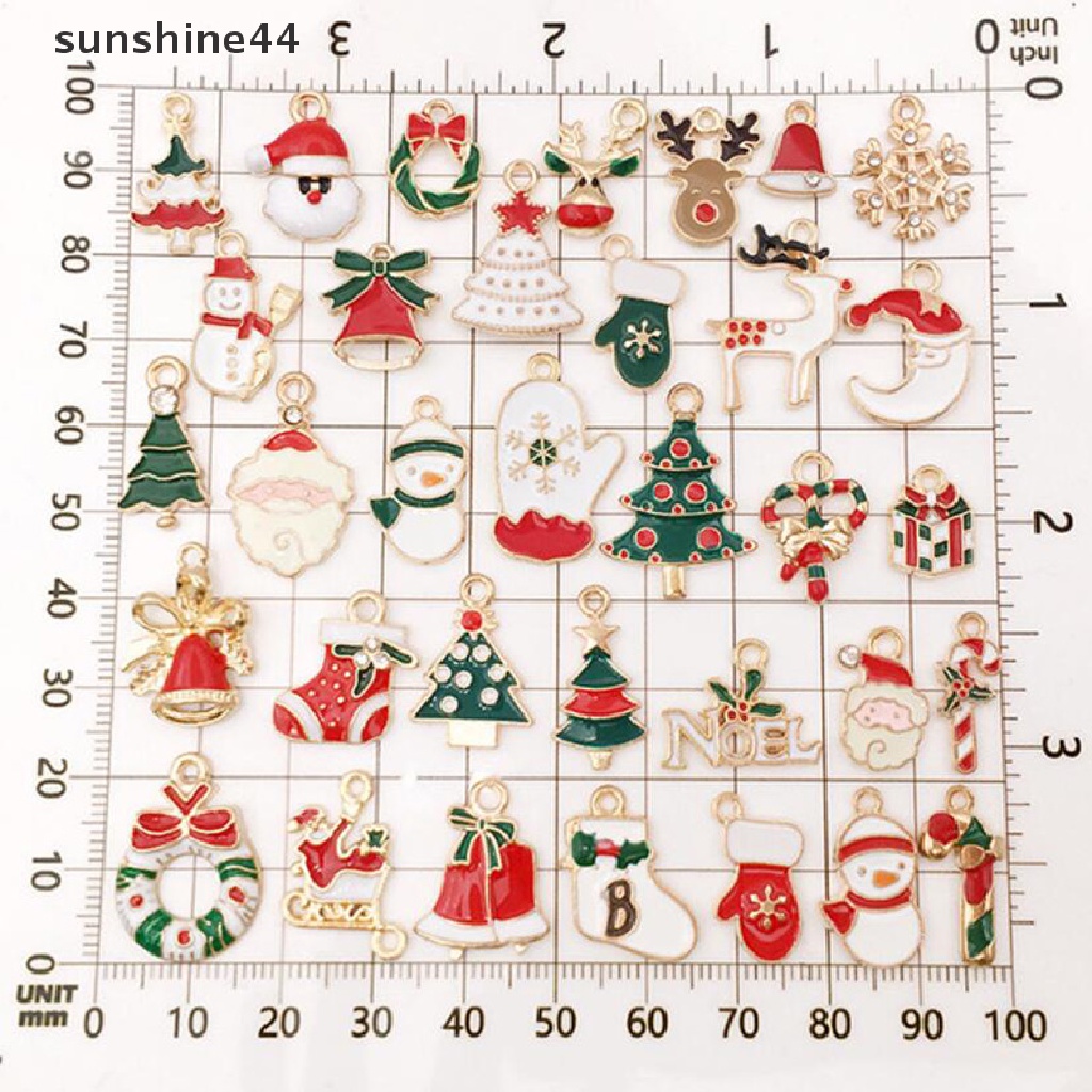 Sunshine 38Pcs / Set Liontin Enamel Motif Natal Untuk DIY Perhiasan / Gelang