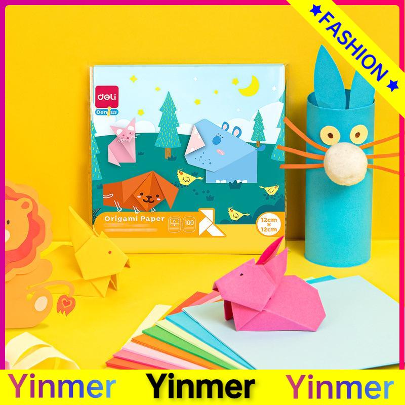 COD✨ Kertas Karton Buatan tangan 10 warna anak-anak Karton Kertas Origami Siswa Sekolah Dasar Taman Kanak-kanak-Yinmer