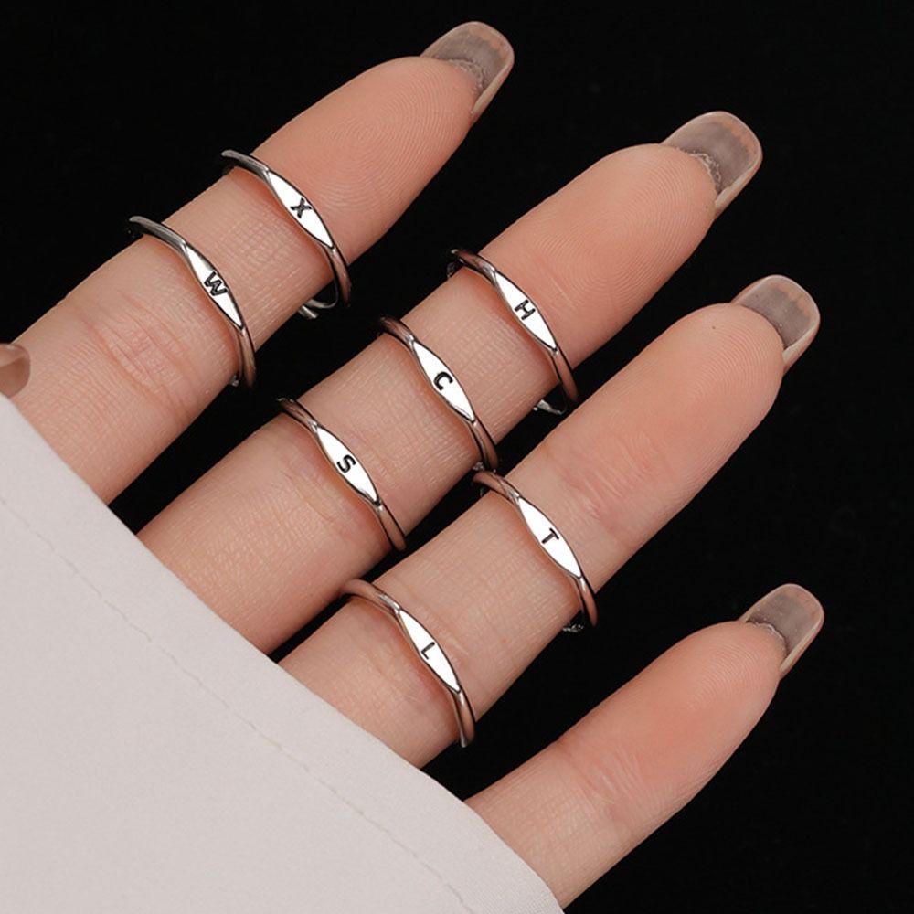 Mxbeauty26 Cincin Alfabet Vintage Sederhana Lucu Kepribadian Hadiah Hari Valentine Cincin Pasangan Perhiasan Gaya Korea