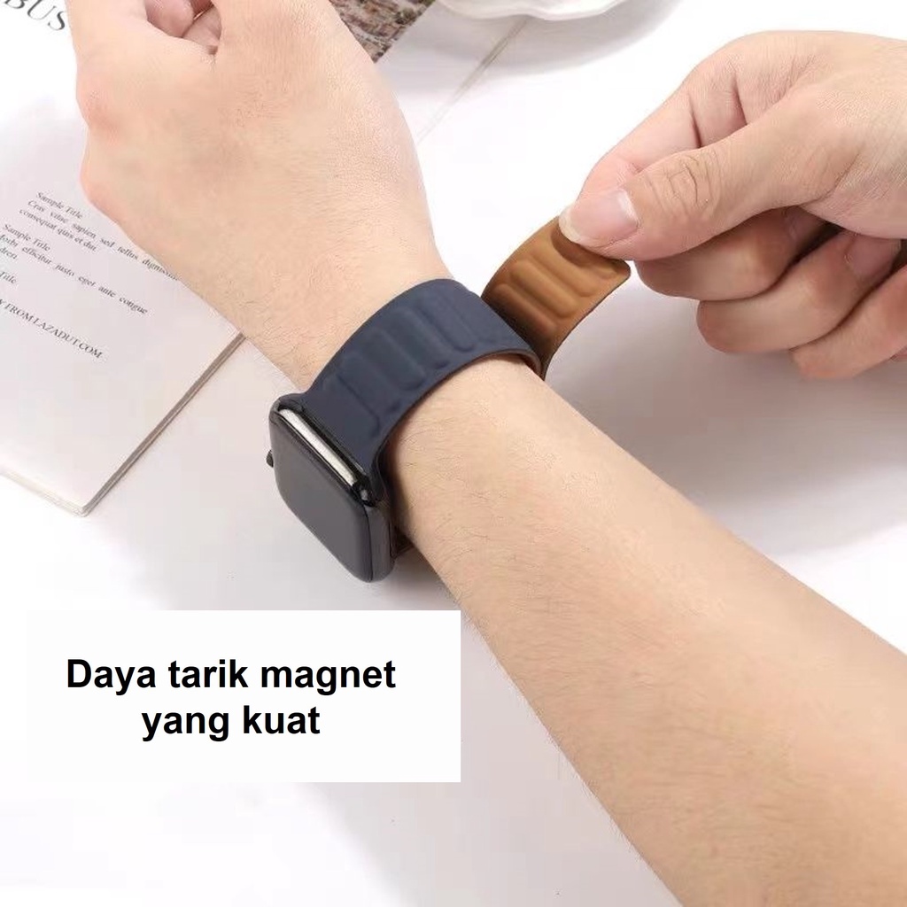 Silicone Magnetic Lock Strap Jam Apple Watch Tali Series 8/7/6/5/4/3/2/1