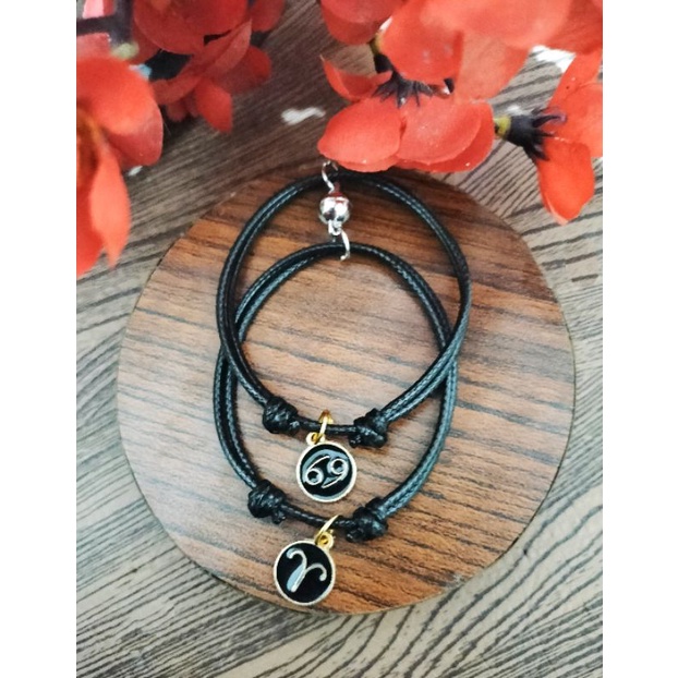 Gelang couple Magnet Zodiak/ Gelang tali hitam/ gelang couple anti air/ gelang Tali Korea