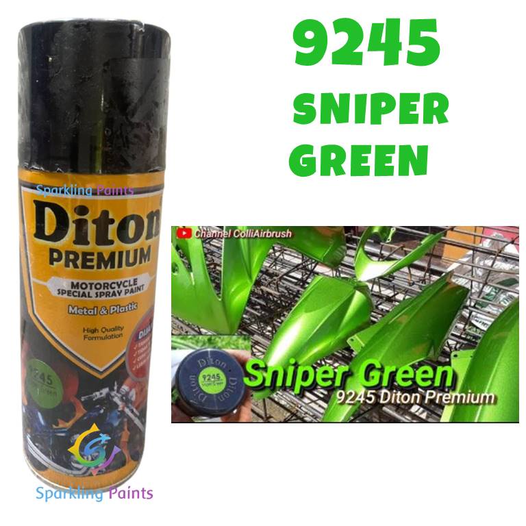 Pilox Diton Premium Sniper Green 9245 400ml Hijau Metallic Metalik Cat Semprot Tahan Bensin