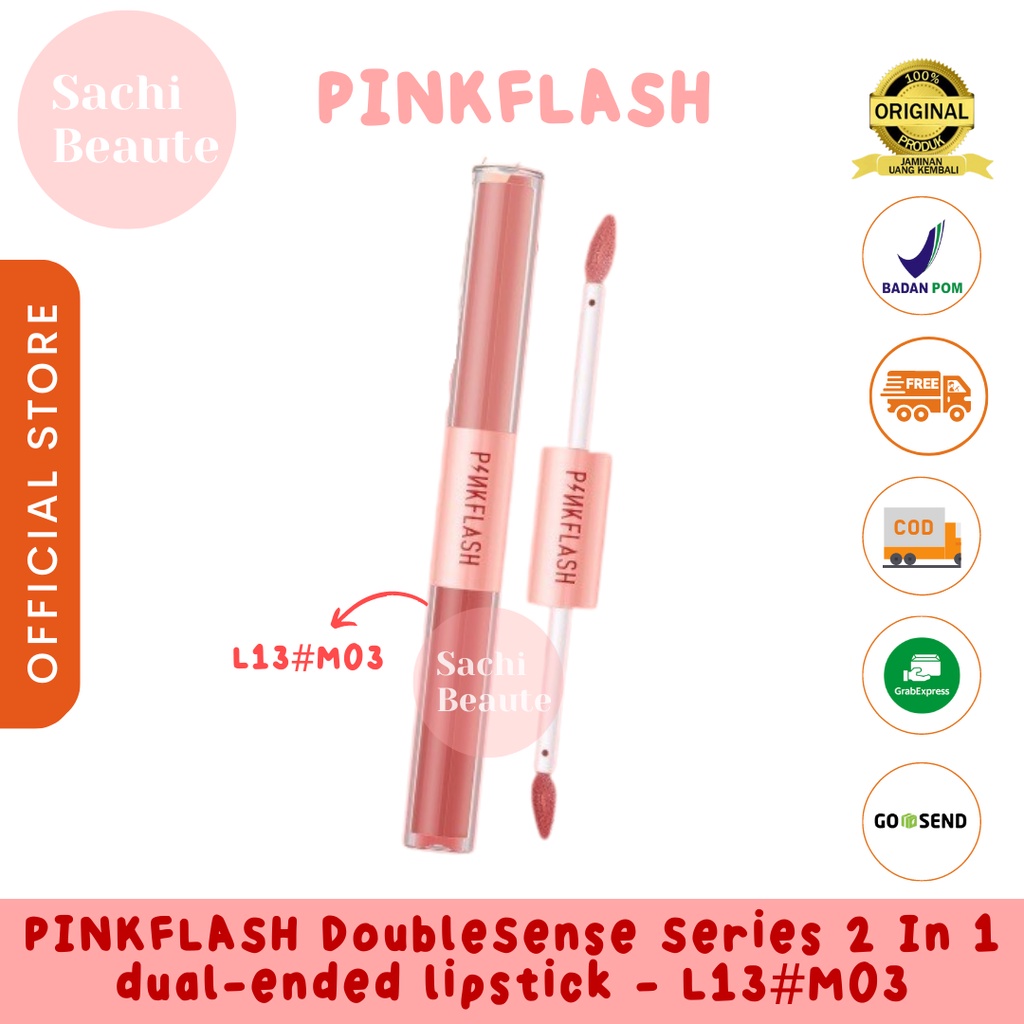 PINKFLASH 2 IN 1 Double Effect Lipstik Ombrelips Liquid Matte Velvet Lipstick Lightweight High Pigment Lasting Lipstik - M03