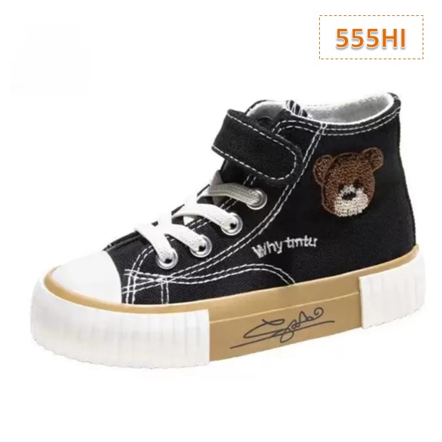 Sneakers Anak Whybear Lux Cewek Cowok Hitam Putih (555)