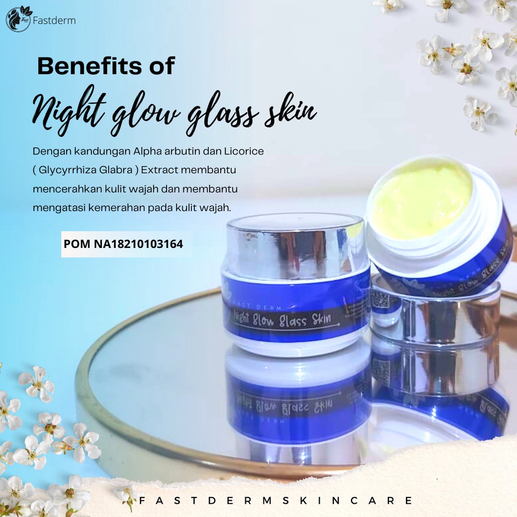 Fast Derm Glow Glasskin Platinum Series Night Cream 10gr - Krim Malam Fast Derm Kusam, Normal, Mence