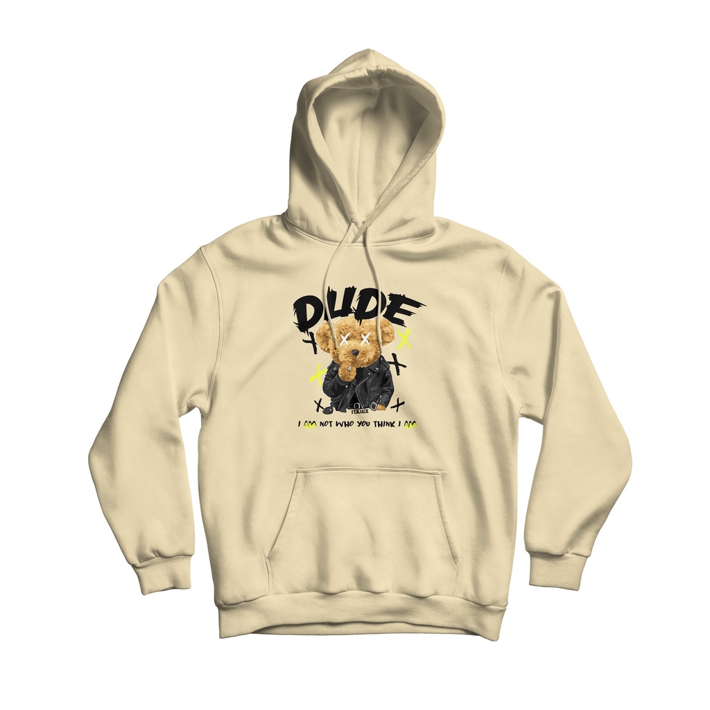 Sweaterpolos Hoodie Jumper DUDE BEAR ( Sablon ) Unisex Pria &amp; Wanita