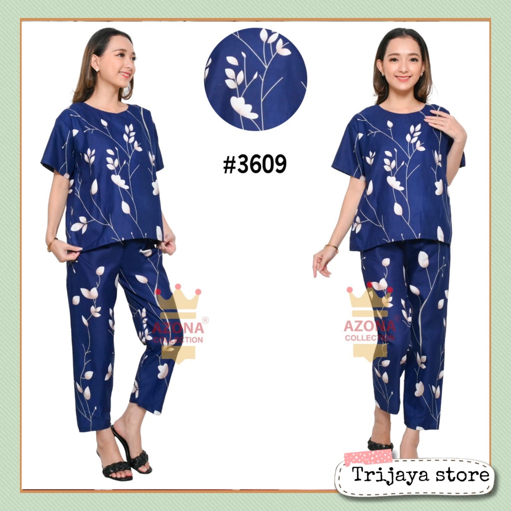 Trijaya . piyama wanita dewasa cp oblong / one set oblong celana panjang katun eropa motif bunga