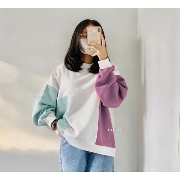 FUZI COMBIE SWEATER THREE COLOUR WANITA BAHAN FLECEE