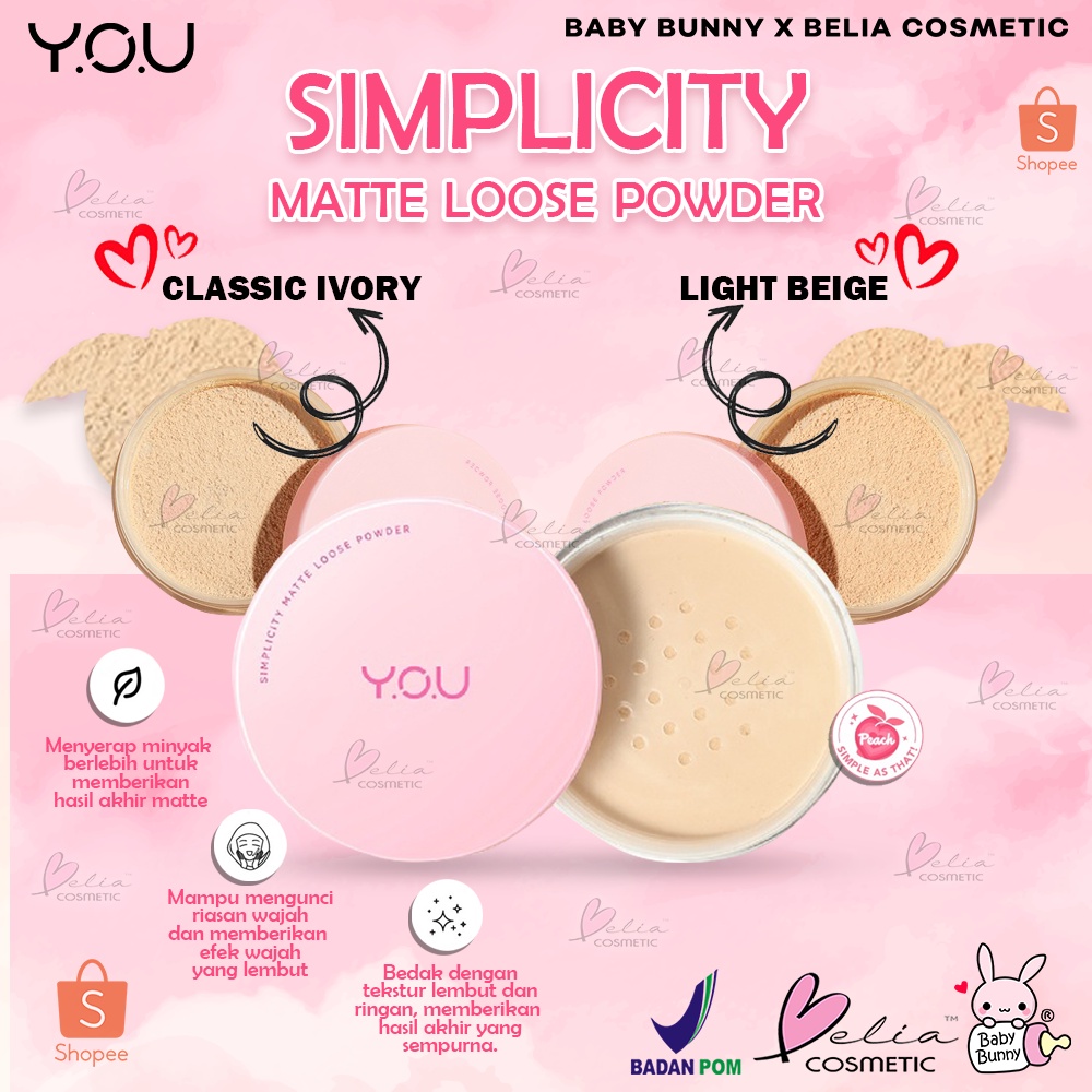 ❤ BELIA ❤ YOU The Simplicity Perfect Matte Loose Powder NEW Formula | Bedak Tabur | Original | Y.O.U Makeups | BPOM