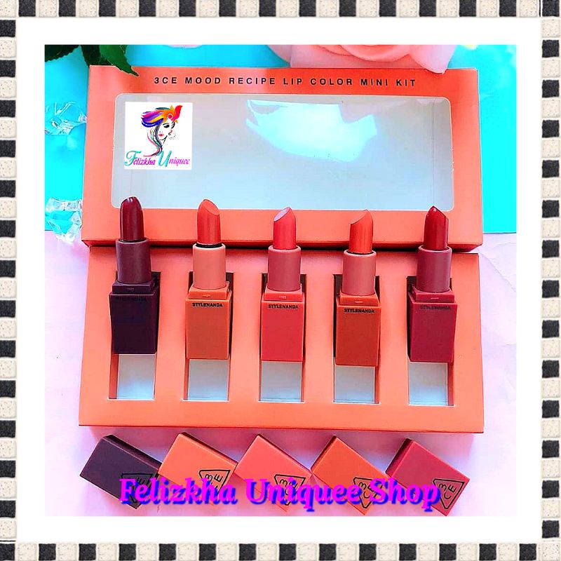 [Jual Per SET Lipstick] Promo Lipstik Mood Recipe Color Lipstick Nude Red Mini Lip Tint Kosmetik Bea