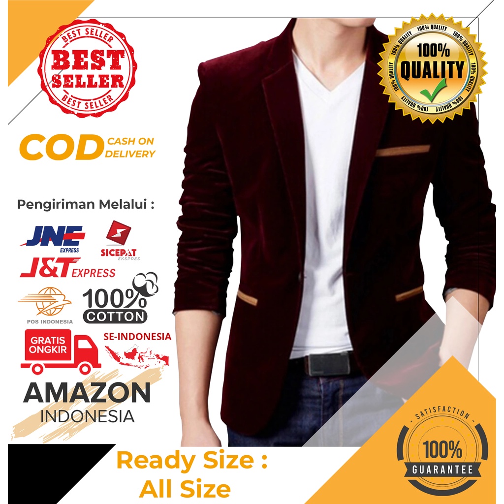 YANG LAGI HITS DICARI GAN Blazer Pria Termurah Untuk Wisuda Model Willy Warna Maroon Blazer Pria Cowo Kantor Kasual Formal Lengan Panjang