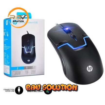 Mouse HP Gaming kable RGB usb M100 | Mouse gaming komputer HP M100 Warna-Hitam  - RAV SOLUTION