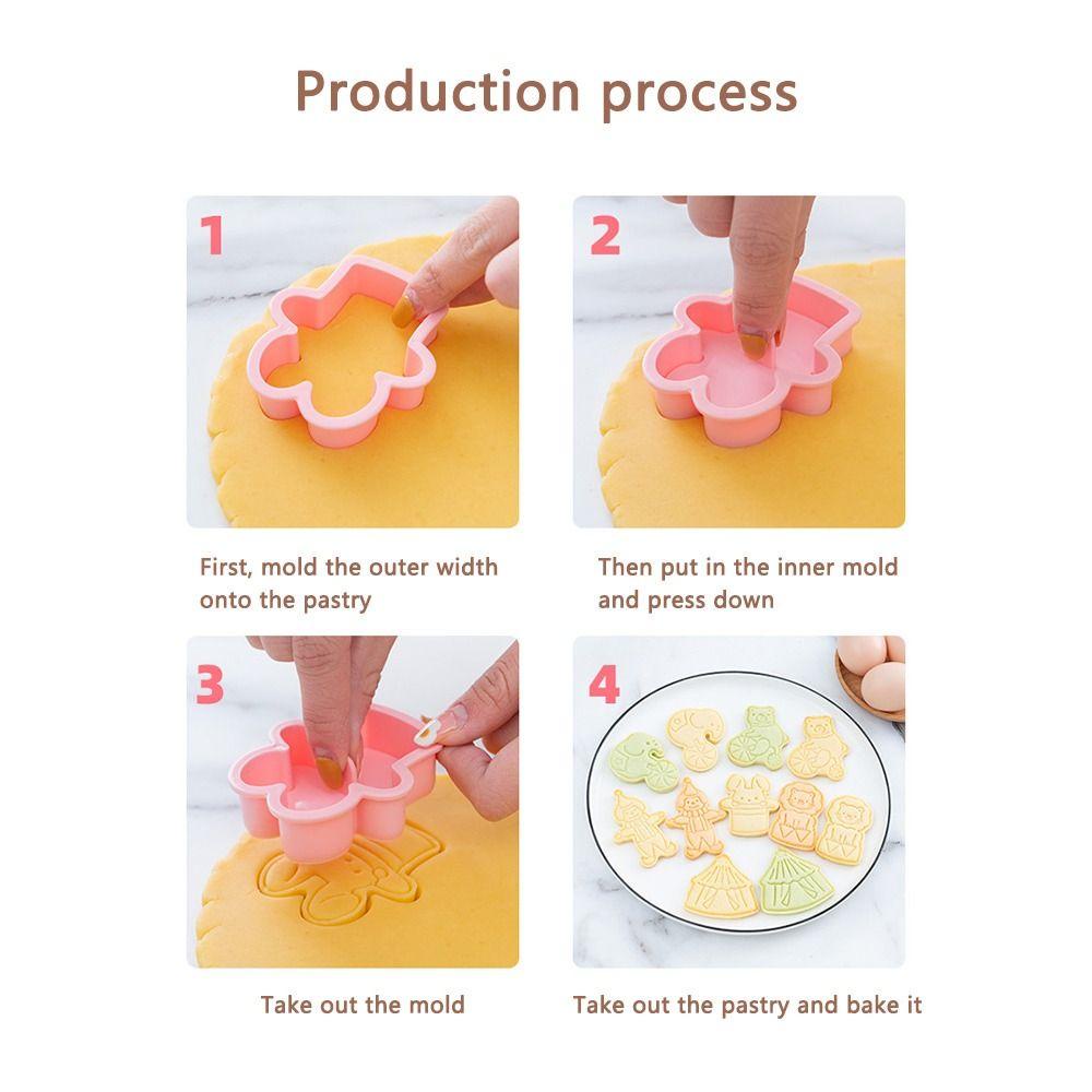 Nanas 6pcs/set Sirkus Hewan Alat Kue Pastry Dekorasi Plunger Plastik Cookie Cutter