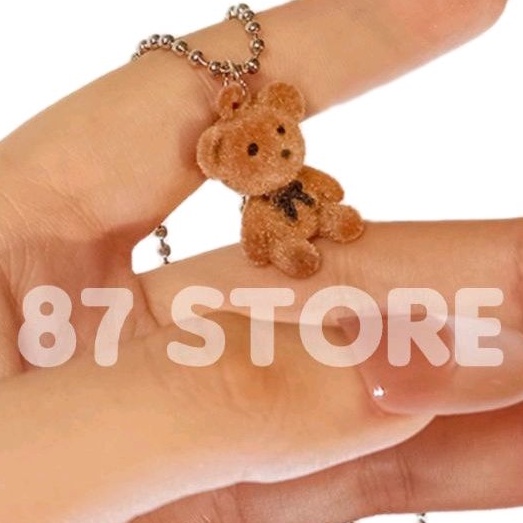 Kalung Korea Liontin Coklat Teddy Bear Fashion Wanita