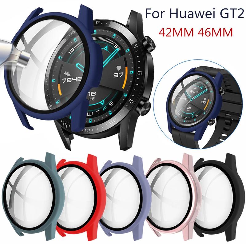 Case Tempered Glass Bumper Pelindung Layar Ultra Tipis 42mm 46mm Untuk Huawei GT2 Pro ECG Porsche GT2e