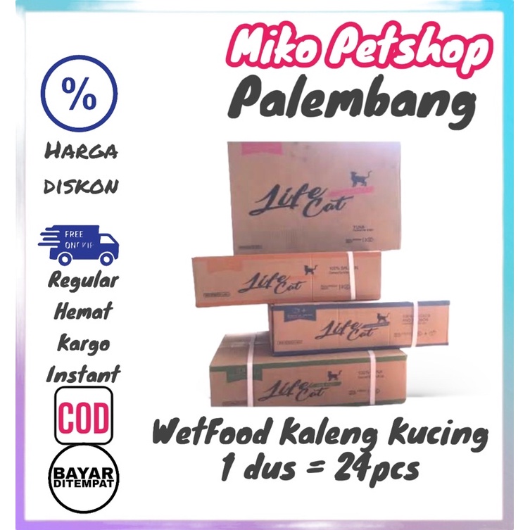 Makanan Basah kucing Life cat kaleng 400g 1dus isi 24 kaleng 4varian rasa