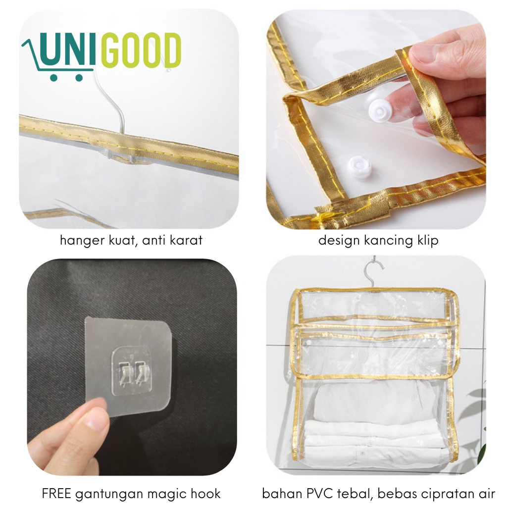 UNIGOOD - Toilet Organizer Bag Kantong Handuk Baju Anti Cipratan Air