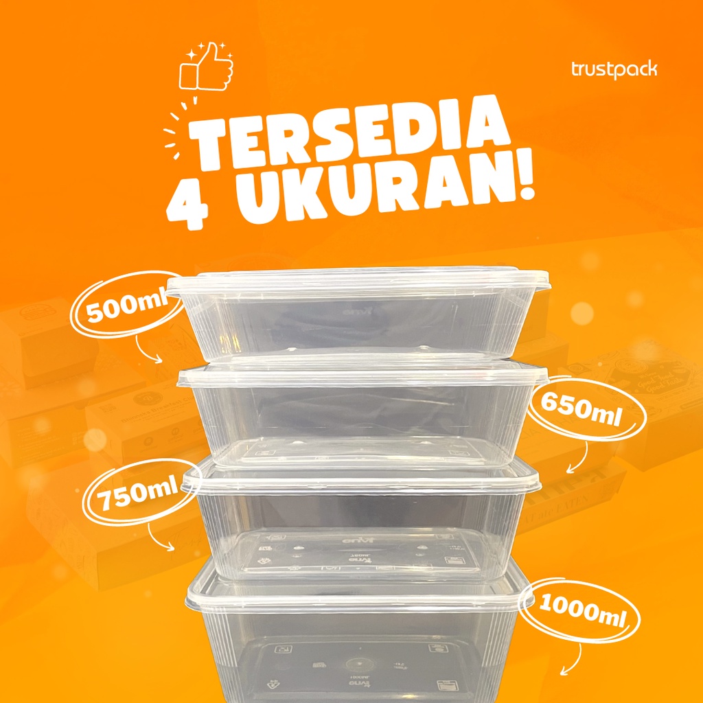 Kotak Makan Plastik 1000 ml Tempat Box Nasi Microwave Thinwall Food Container