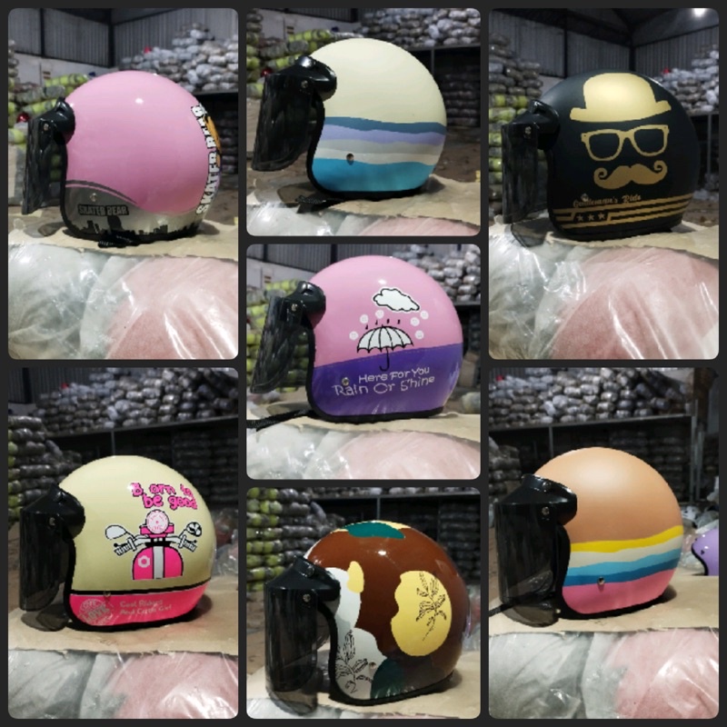 HELM RETRO BOGO MOTIF DEWASA